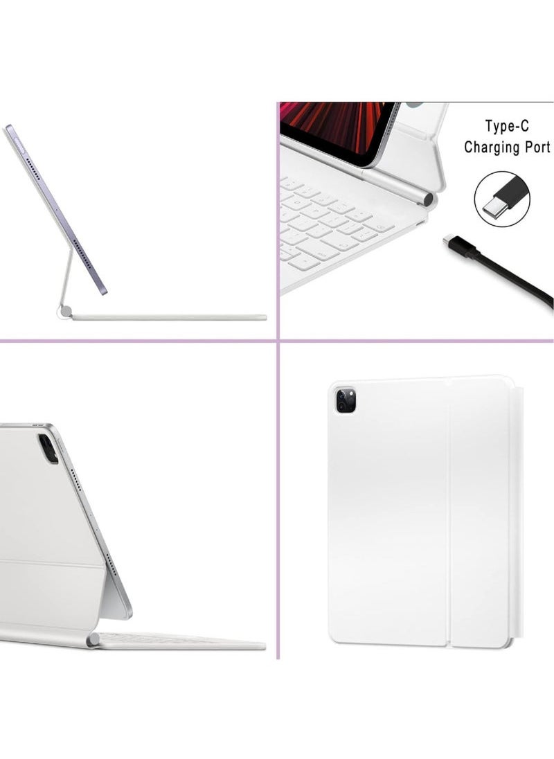 Magic Keyboard for Apple iPad Air 13 inch (M2, 2024) Pro 12.9 inch (2022/2021/2020/2018) with Magnetic Back Cover, Smart Trackpad Backlit Keyboard Case for iPad Pro 12.9 3rd 4th 5th 6th