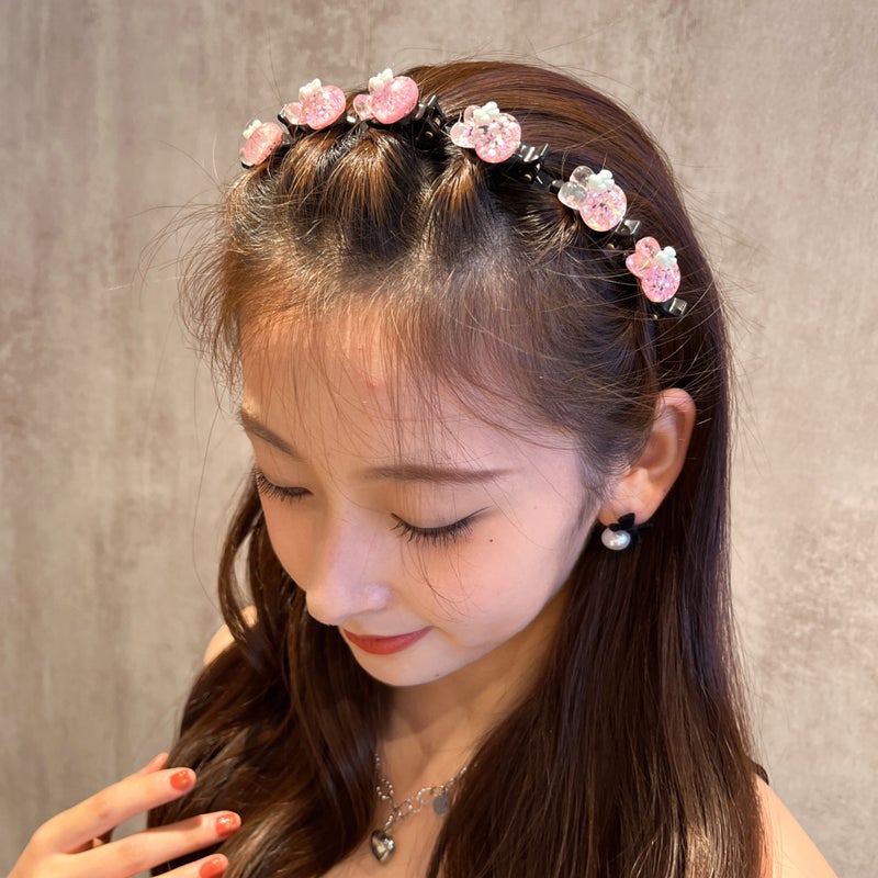Generic Childrens Hairband Internet Celebrity Girls Braided Hair Band Headband Hair Accessories Headwear Princess Baby Summer Broken Hair Band 6# Crystal Rabbit 