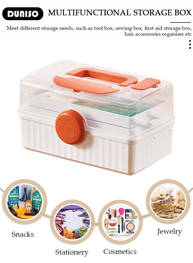 DUNISO 3 Layers Family Medicine Storage Box Container Clear First Aid Box Organizer with Locking,Lid,Handle, Multipurpose Durable Craft Tool Case Plastic Professional Emergency Bin for Home Travel Car Camping Office - Image 3