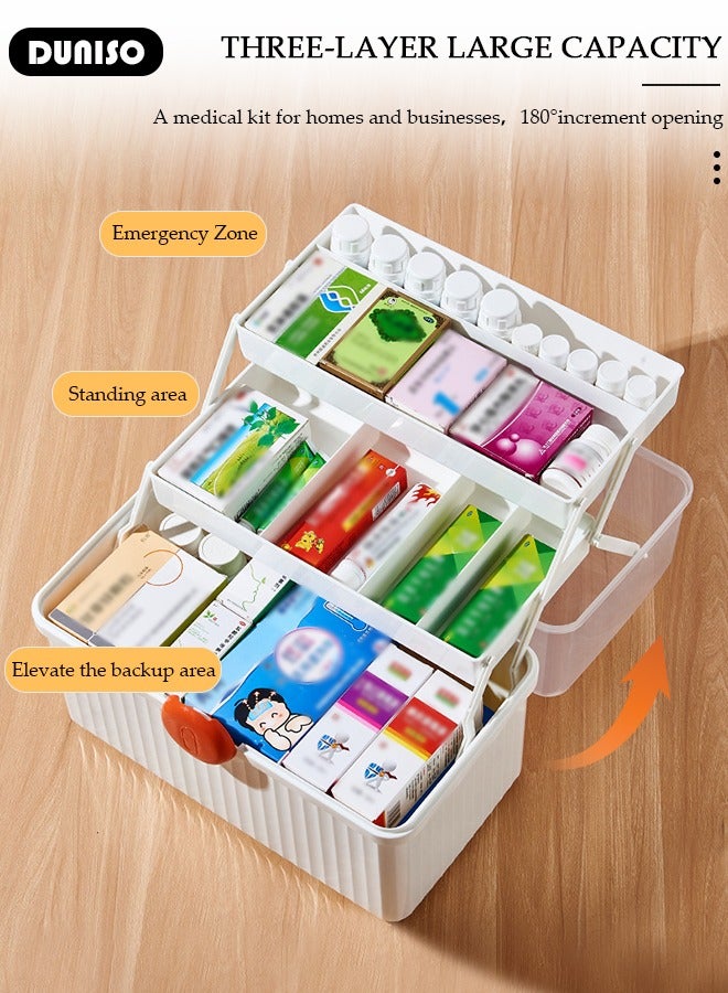 DUNISO 3 Layers Family Medicine Storage Box Container Clear First Aid Box Organizer with Locking,Lid,Handle, Multipurpose Durable Craft Tool Case Plastic Professional Emergency Bin for Home Travel Car Camping Office - Image 4