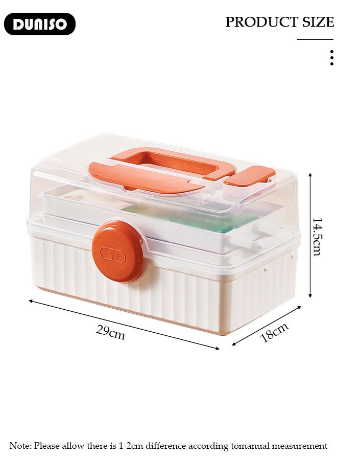 DUNISO 3 Layers Family Medicine Storage Box Container Clear First Aid Box Organizer with Locking,Lid,Handle, Multipurpose Durable Craft Tool Case Plastic Professional Emergency Bin for Home Travel Car Camping Office - Image 2