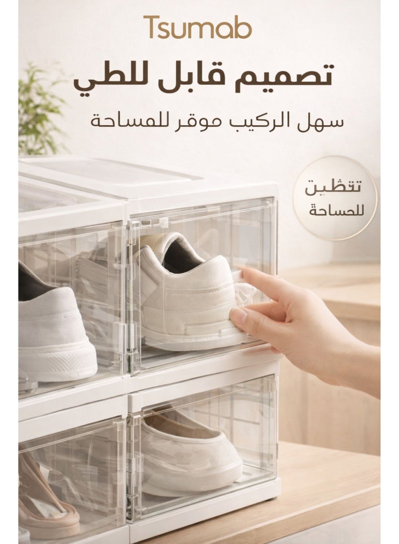 تسوماب منظم أحذية تسوماب 6 طبقات قابل للطي – خزانة أحذية شفافة بباب أمامي وفتحات تهوية – رف أحذية بلاستيكي مقاوم للغبار للمدخل وغرفة النوم - Image 3