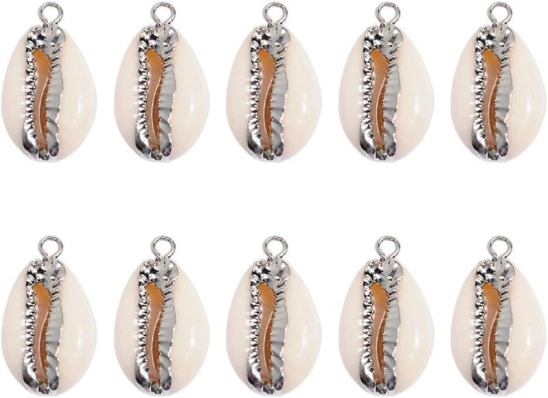 comfrt 10pcs Natural Spiral Shell Beads Seashell Charms Beach Shells Beads Cowrie Shells with Holes for DIY Craft Necklace Bracelet Earring Jewelry Making - Image 1