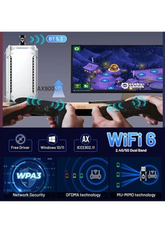 QPHWHFQ 2-in-1 USB WiFi Bluetooth Adapter 900Mbps, 2.4/5GHz Dual Band, WiFi 6 Adapter and Bluetooth 5.3 Adapter for PC/Laptop/Desktop, Driver Free, Compatible with Windows 10/11  - Image 3