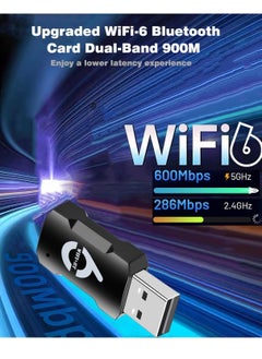 QPHWHFQ 2-in-1 USB WiFi Bluetooth Adapter 900Mbps, 2.4/5GHz Dual Band, WiFi 6 Adapter and Bluetooth 5.3 Adapter for PC/Laptop/Desktop, Driver Free, Compatible with Windows 10/11  - Image 2