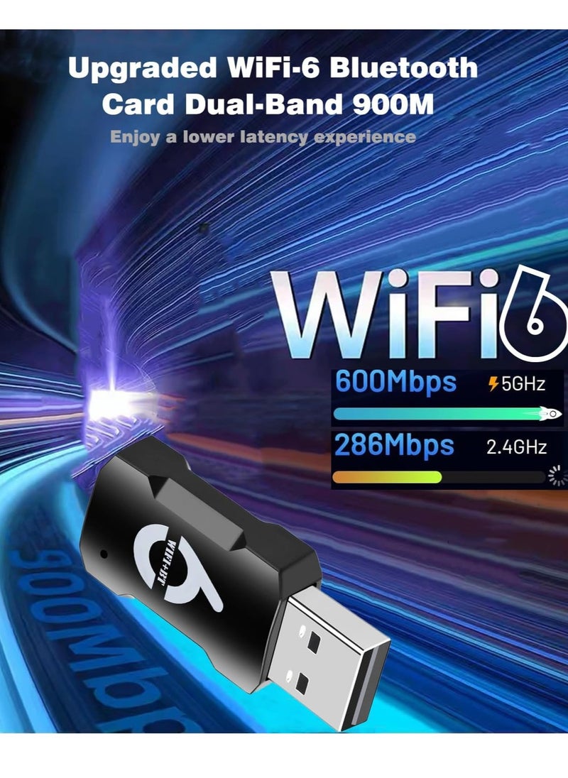 QPHWHFQ - 2-in-1 USB WiFi Bluetooth Adapter 900Mbps, 2.4/5GHz Dual Band, WiFi 6 Adapter and Bluetooth 5.3 Adapter for PC/Laptop/Desktop, Driver Free, Compatible with Windows 10/11 - Image 1