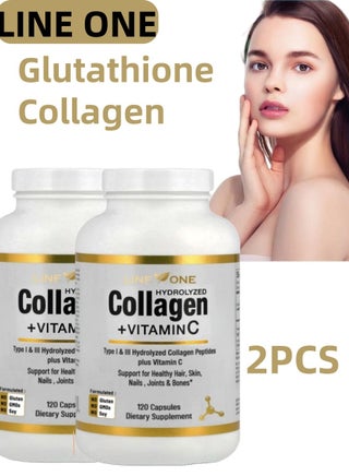 LINE ONE 2 Bottles Glutathione Collagen Glow Skin Capsules – With Vitamin C,  Biotin & Collagen – Brighten Skin, Fade Dark Spots, Boost Radiance for  Women Beauty. | Best Price KSA