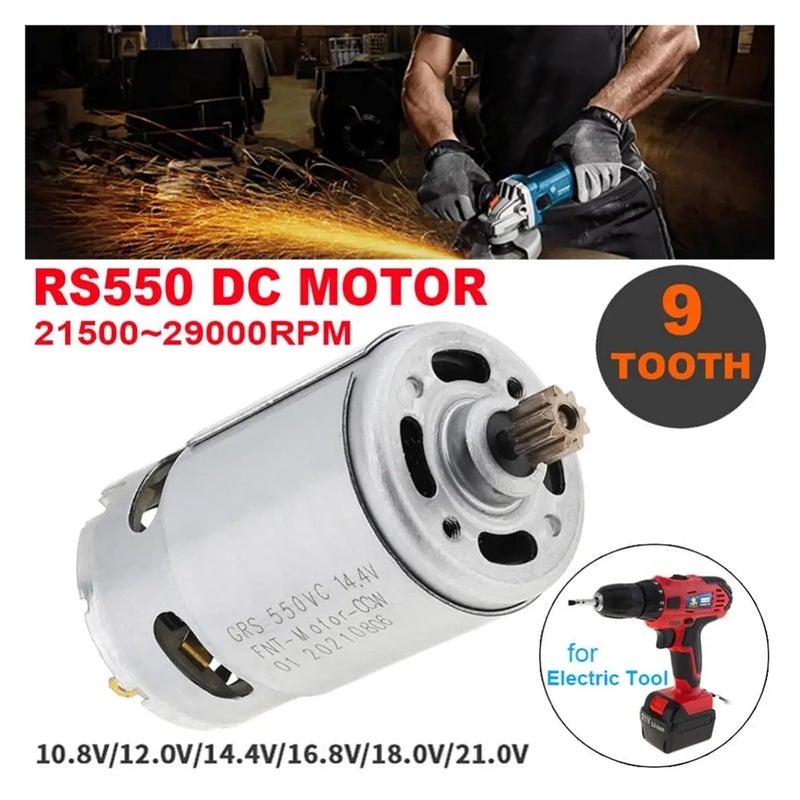RS550 محرك تيار مستمر عالي السرعة 10.8 فولت 21500 دورة في الدقيقة سرعة واحدة ترس 9T للمثاقب الكهربائية ومفكات البراغي - Image 3