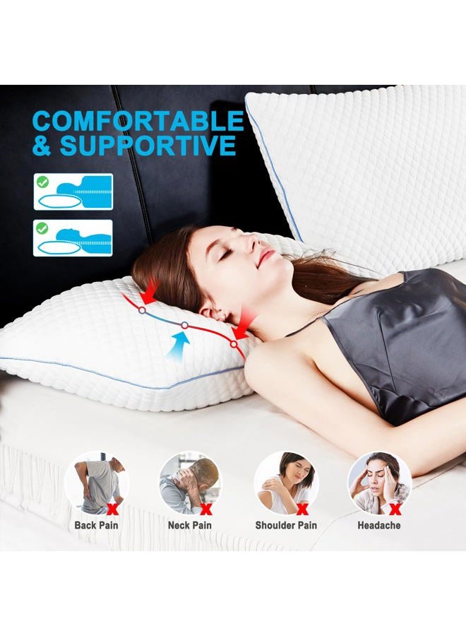 VVZ Cooling Bed Pillows King Size Set of 4, Shredded Memory Foam Pillows for Side Back Stomach Sleepers, Luxury Cool Gel Adjustable Firm Bed Pillows for Sleeping 4 Pack King Size 20 x 36 Inches - Image 2