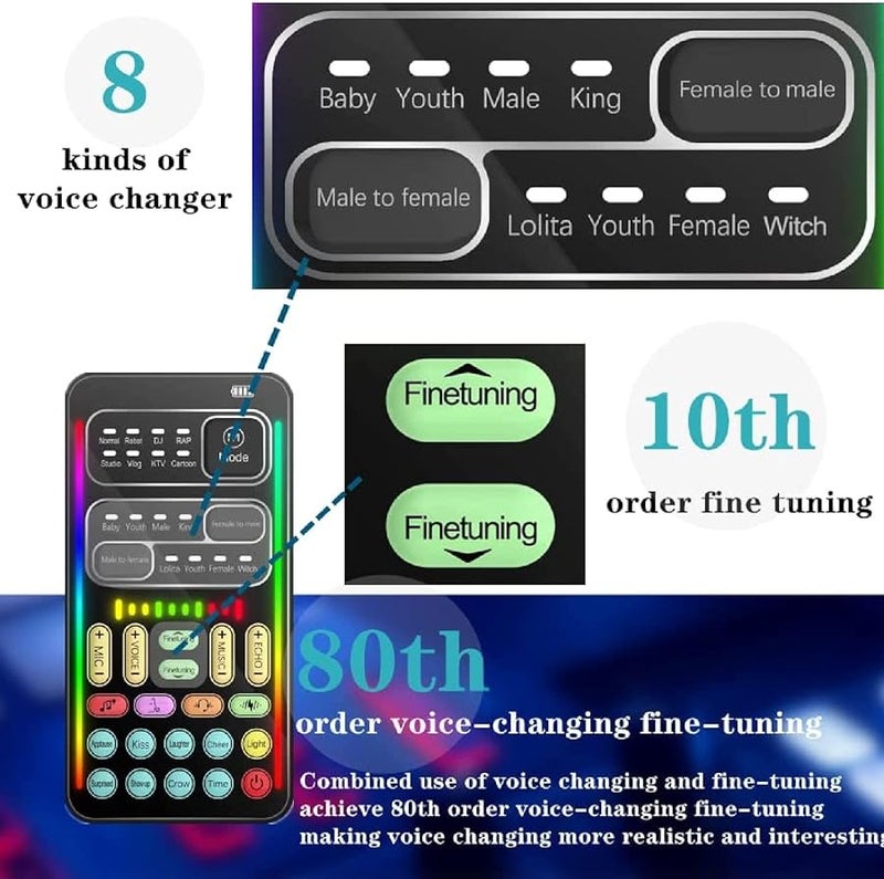 Portable Voice Changer 8 Sound Effects 8 Voice Modes 3.5mm Jack For Streaming Gaming - Image 3