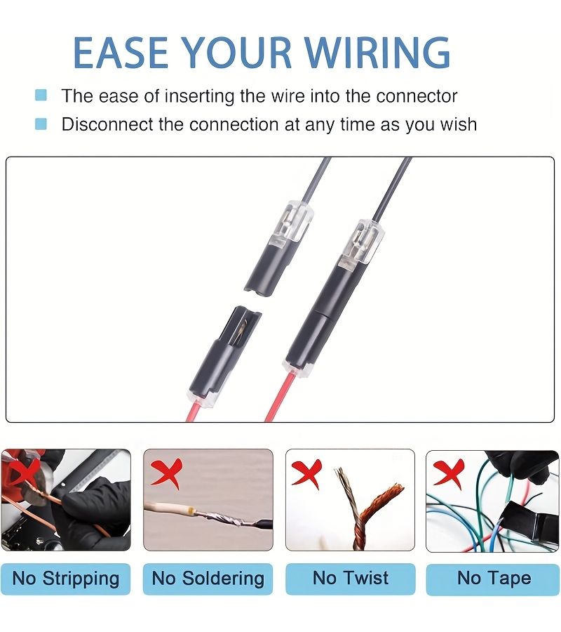 Interlocking Solderless Wire Strip Free LED Quick Connect Terminals 12Pcs Model D1-24 - Image 4