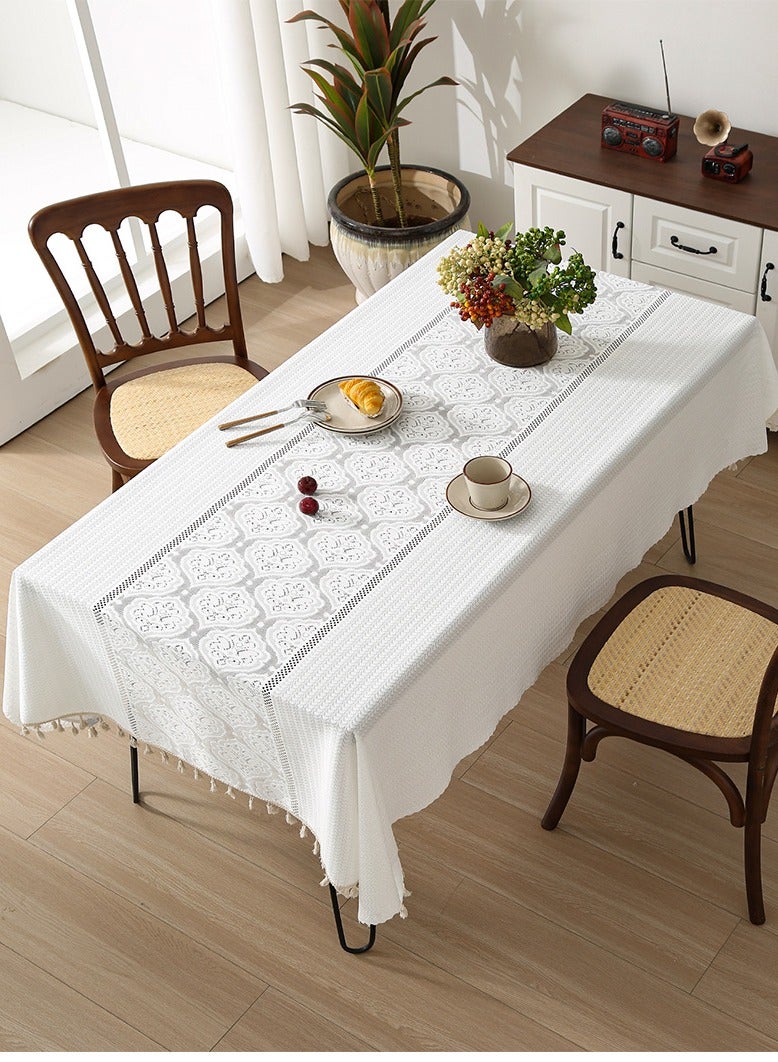 Rectangular Table Cloth, Cotton linen Table Cloth Wrinkle-Resistant Table Cloth, Soft Fabric Tablecloth With Tassels, Suitable for Kitchen Dining Room Outdoor Party 140CM×180CM , 4-6 Seats  - Image 4