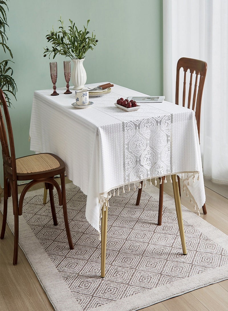 Rectangular Table Cloth, Cotton linen Table Cloth Wrinkle-Resistant Table Cloth, Soft Fabric Tablecloth With Tassels, Suitable for Kitchen Dining Room Outdoor Party 140CM×180CM , 4-6 Seats  - Image 2