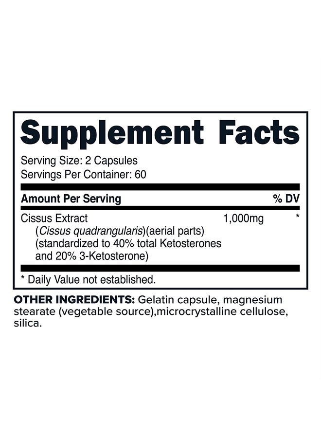 PrimaForce Cissus Quadrangularis Extract, - 120 Capsules, 1000mg per serving - Gluten Free, Non-GMO - Image 2