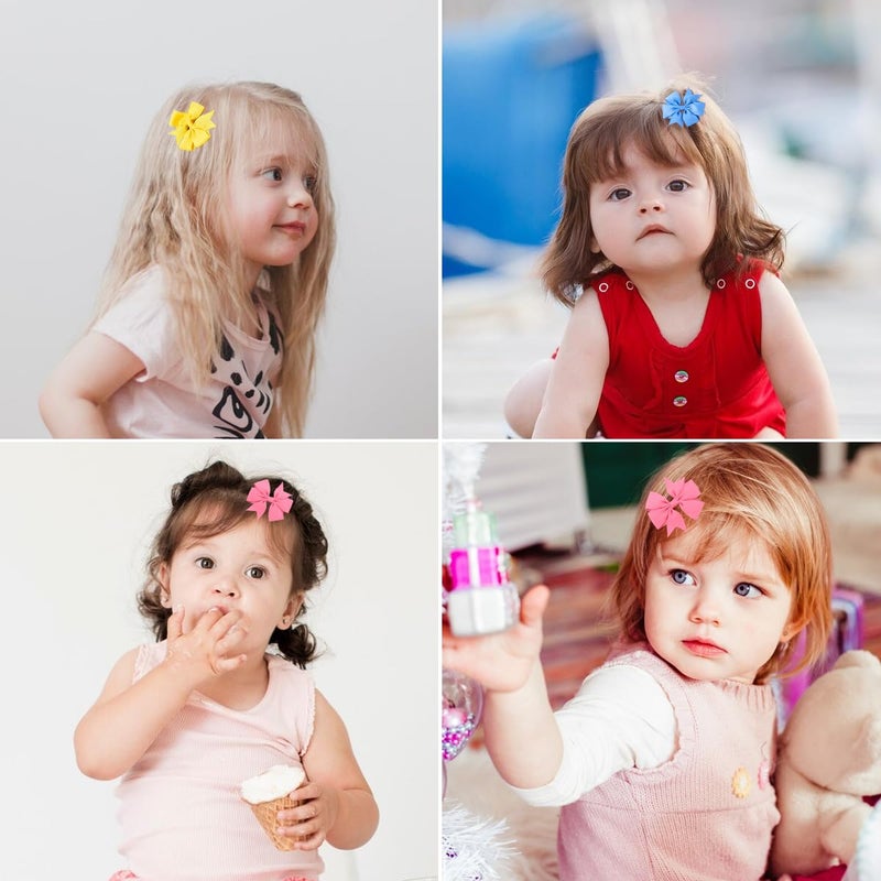 PALAY 20 Pieces Hair Bows For Kids Girls 3 Inch Grosgrain Ribbon Hair Bows Alligator Clips For Baby Girls, Hair Accessories, Multi - Image 5