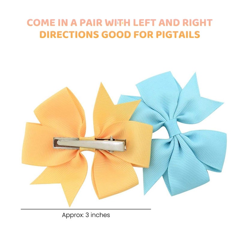 PALAY 20 Pieces Hair Bows For Kids Girls 3 Inch Grosgrain Ribbon Hair Bows Alligator Clips For Baby Girls, Hair Accessories, Multi - Image 2