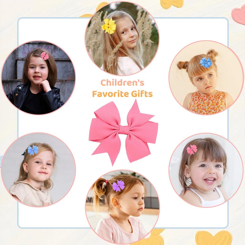 PALAY 20 Pieces Hair Bows For Kids Girls 3 Inch Grosgrain Ribbon Hair Bows Alligator Clips For Baby Girls, Hair Accessories, Multi - Image 4