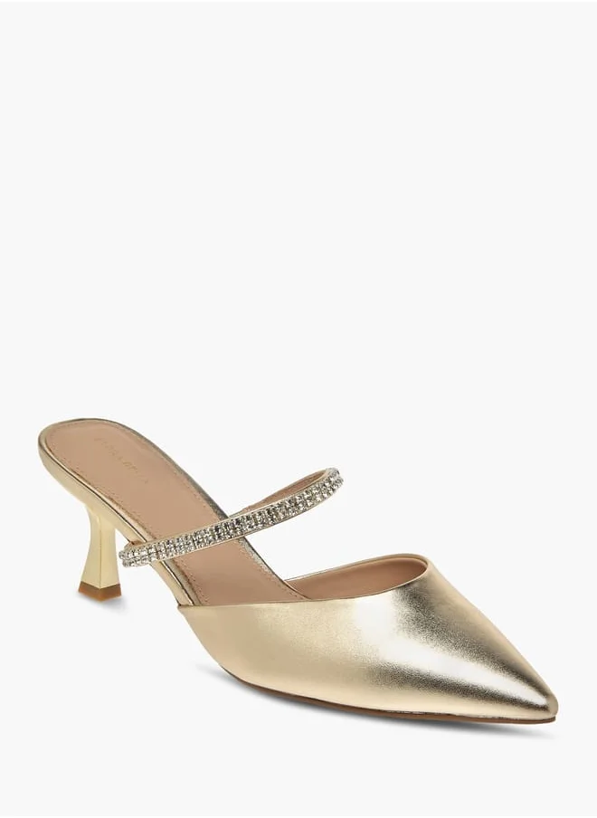 فلورا بيلا من شو إكسبرس Womens Embellished Slip-On Mules With Flared Heels