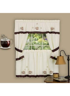 Achim Home Furnishings Achim Home Furnishings 58-Inch by 36-Inch Cuppa Joe Embellished Cottage Topper with 58-Inch by 36-Inch Swaggers for Windows, Multicolor (CUCS36BW12) 