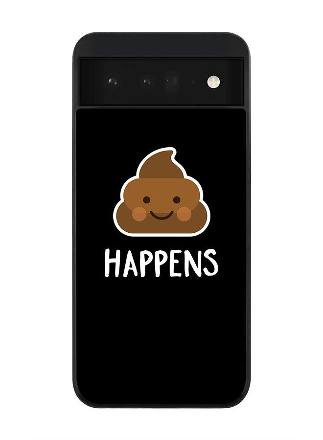 Stylizedd Rugged Black edge case for Google Pixel 6 5G Slim fit Soft Case Flexible Rubber Edges Anti Drop TPU Gel Thin Cover - Shit happens - Image 1