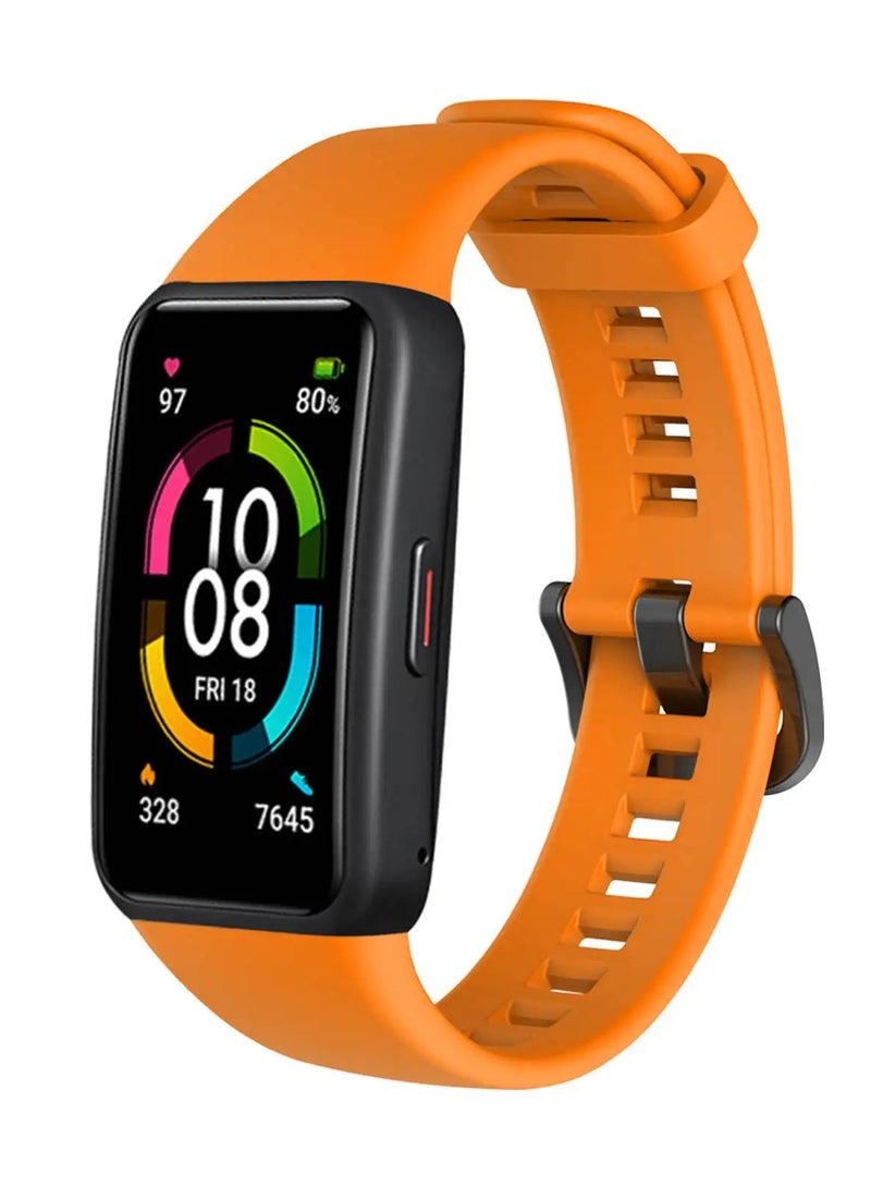 Huawei Band 6 Replacement Silicone Band Adjustable Waterproof Smart Watch Strap  Orange - Image 2