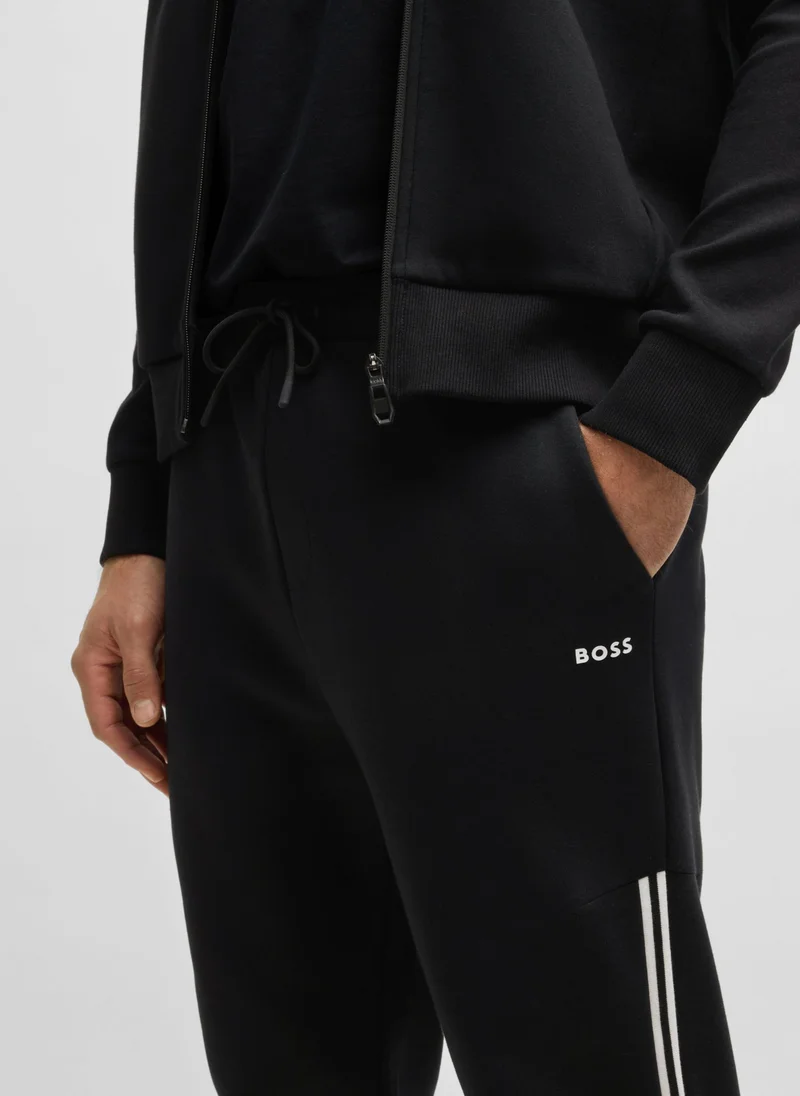 BOSS Stretch-cotton regular-fit tracksuit with stripe inserts