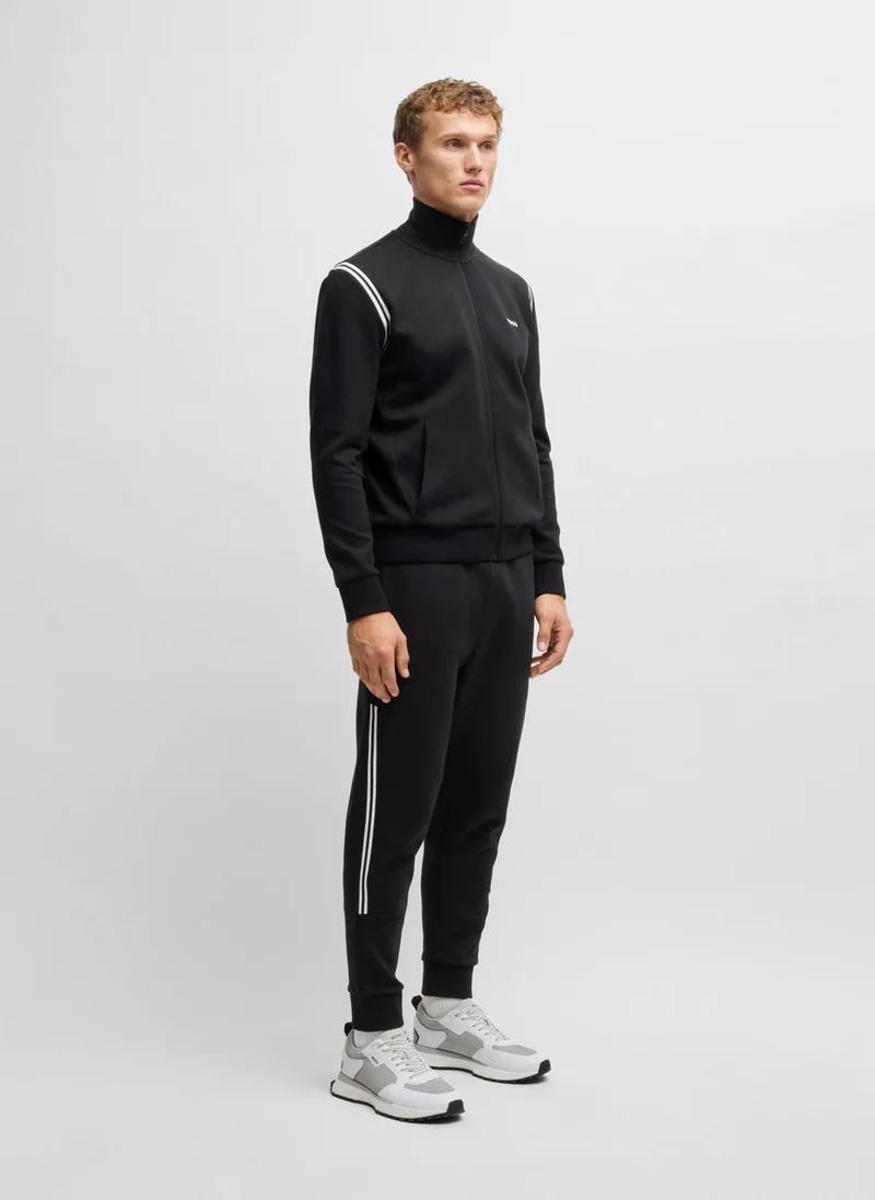 BOSS Stretch-cotton regular-fit tracksuit with stripe inserts