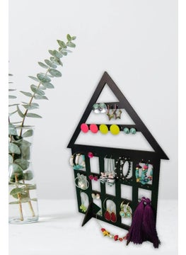HELLOVE Wooden Jewelry Stand House Shaped Jewelry Hanger Earring Stand Jewelry Organizer  - Image 3