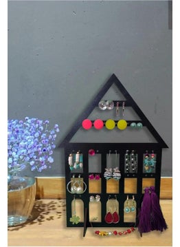 HELLOVE Wooden Jewelry Stand House Shaped Jewelry Hanger Earring Stand Jewelry Organizer  - Image 1
