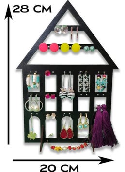 HELLOVE Wooden Jewelry Stand House Shaped Jewelry Hanger Earring Stand Jewelry Organizer  - Image 4