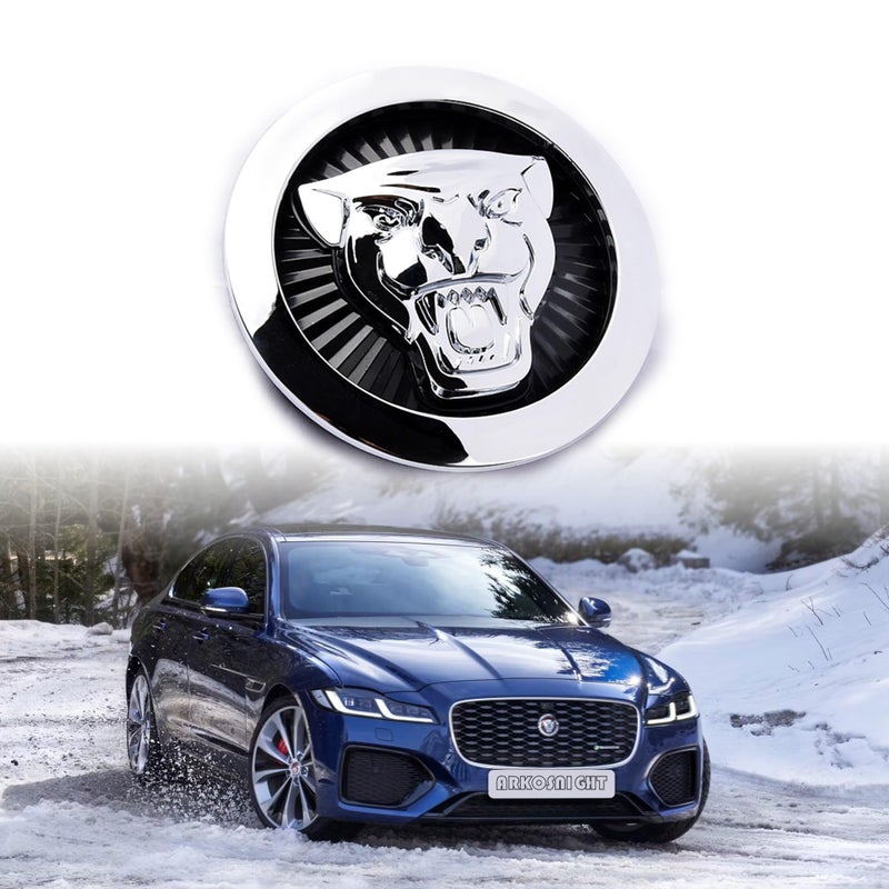 ARKOSKNIGHT Emblem Compatible with Jagvar XE XF XJ F-TYPE F-PACE Front Center Grille Emblem 3.38inch Car Badge Emblem Leopard Jagvar Accessories(Front Emblem Black-Chrome) - Image 5