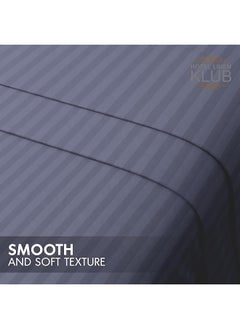 Hotel Linen Klub Striped Microfiber Fitted Sheet Size: King 180 X 200 Cm Ultrasoft Plush Fabric Premium Durable Quality And Deep Pockets For A Perfect Fit Dark Gray  - Image 3