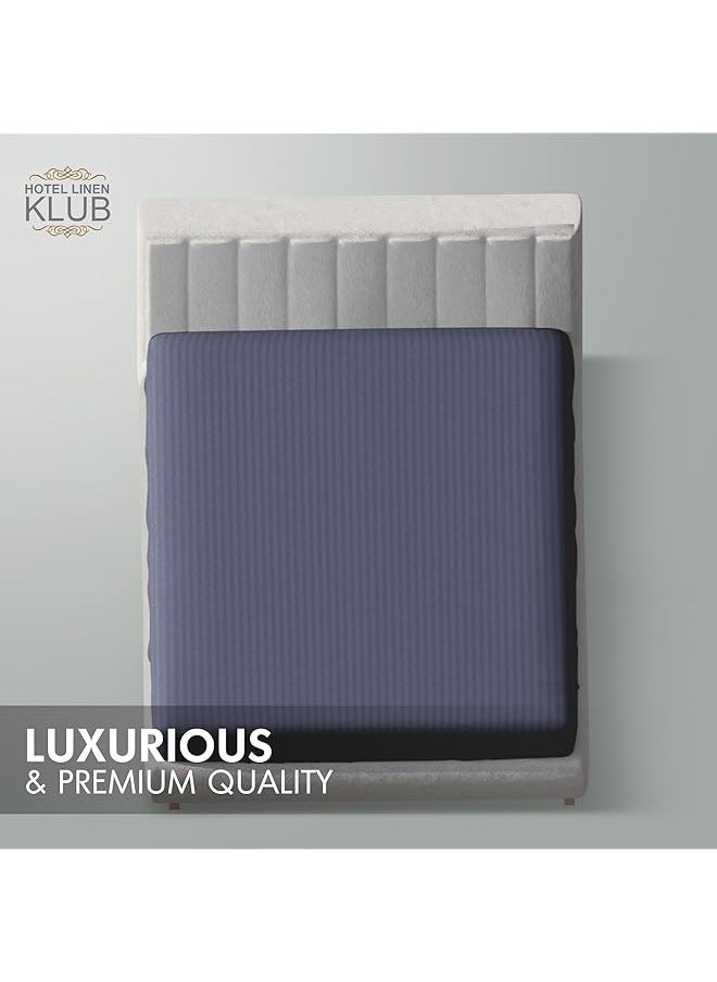 Hotel Linen Klub - Striped Microfiber Fitted Sheet Size: King 180 X 200 Cm Ultrasoft Plush Fabric Premium Durable Quality And Deep Pockets For A Perfect Fit Dark Gray - Image 1