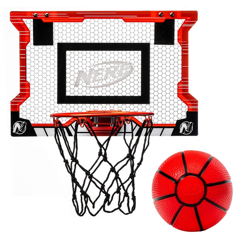 NERF Pro Hoop Kids Basketball Hoop Set - Mini Set with Mini NERF Basketball - Steel Rim Great for Dunking - Over The Door - Image 1