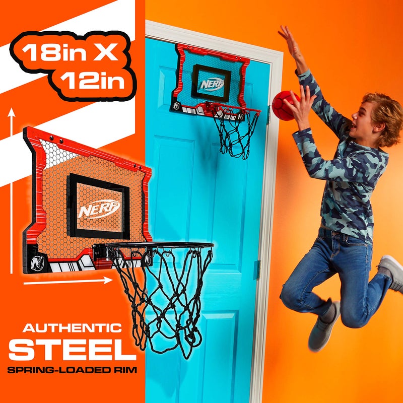 NERF Pro Hoop Kids Basketball Hoop Set - Mini Set with Mini NERF Basketball - Steel Rim Great for Dunking - Over The Door - Image 2