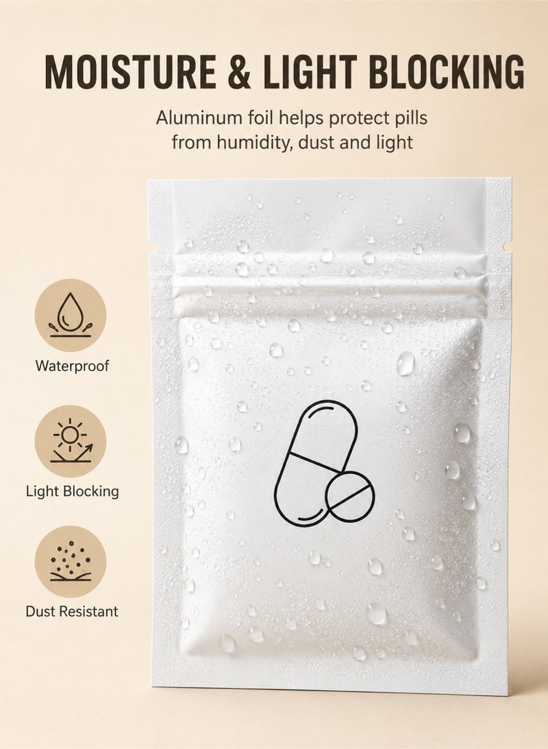 30-Pack Portable Pill Pouches, Resealable Waterproof Medicine Bags, Travel Pill Organizer Sachets, Moisture-Proof Vitamin Storage Bags for Pills, Supplements & First Aid - Image 4