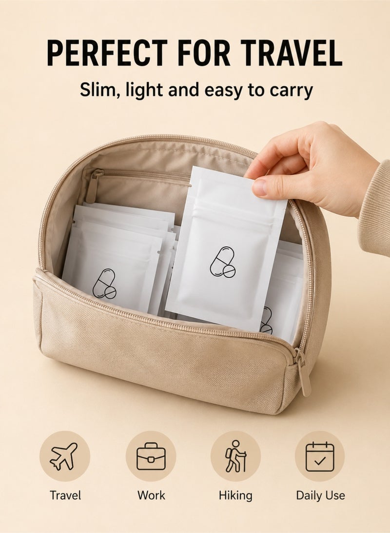 30-Pack Portable Pill Pouches, Resealable Waterproof Medicine Bags, Travel Pill Organizer Sachets, Moisture-Proof Vitamin Storage Bags for Pills, Supplements & First Aid - Image 2