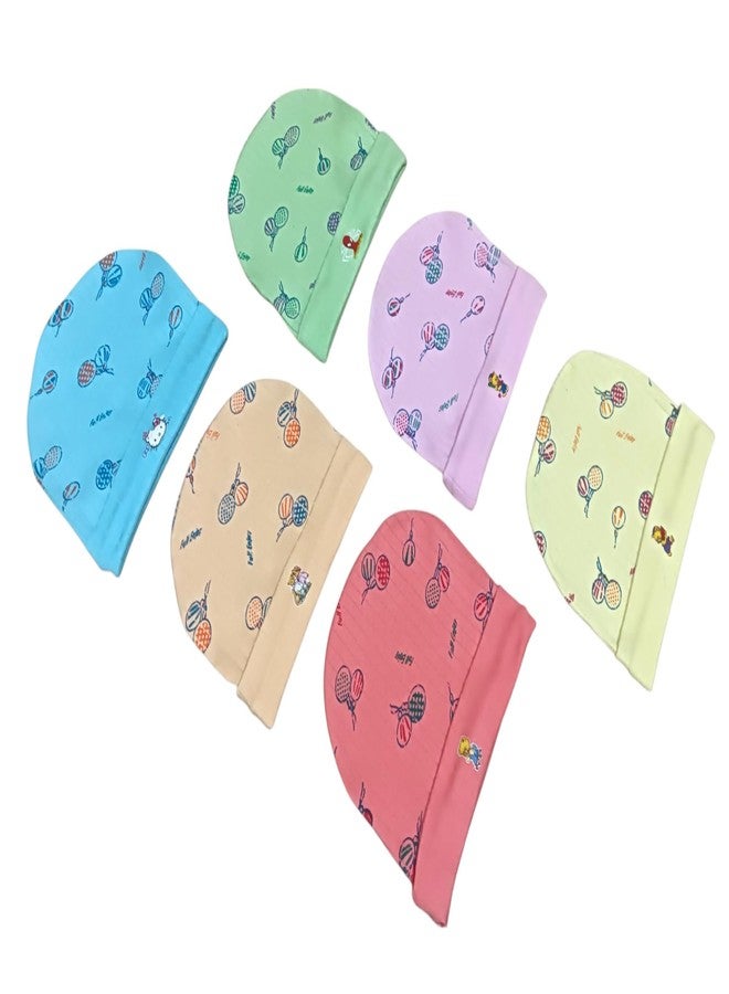 4NEwBiES New Born Baby Stylish Cotton Cap (Multicolor ; 0 to 6 Months Babies) Pack of 2 (Color Design May Vary) - Image 1