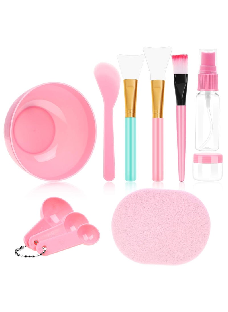 anezus anezus 11 Pcs DIY Facial mask Mixing Tool Kit with Bowl Stick Spatula Silicone Brush Spray Bottle Puff Soaking Bottle Gauges Pink 