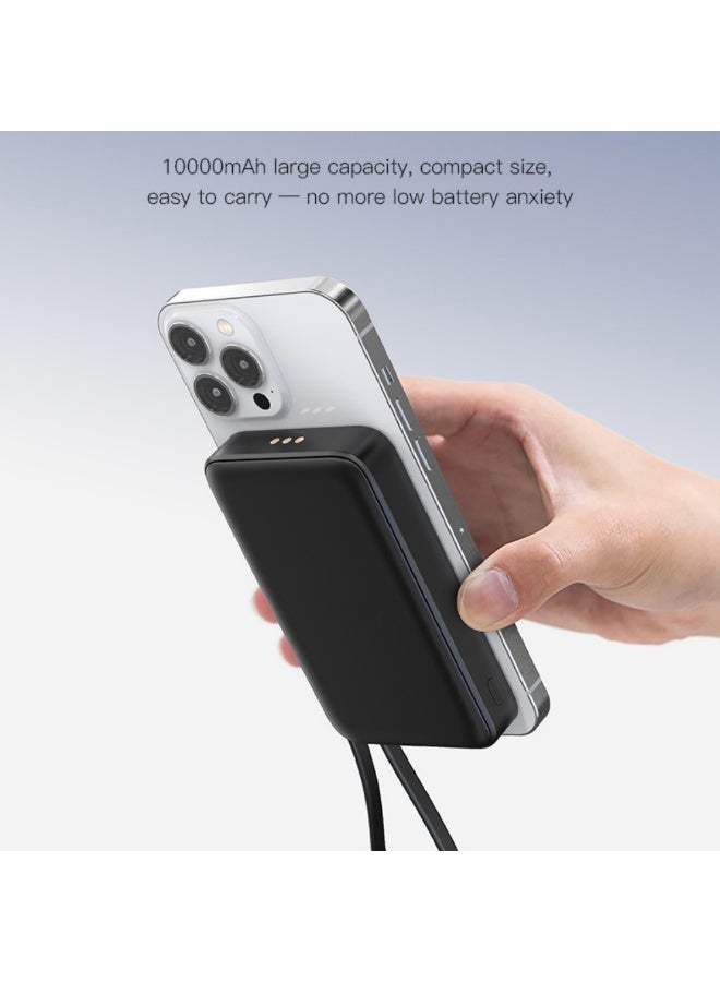 Domars 15W Magnetic Wireless Power Banks Charging Station, 4Pcs 10000mAh Shared Power Bank with Built-in Cables, PD 20W & 22.5W Fast Charging Dock for Restaurant Office,Party Gatherings, Outdoor Camping Etc,for iPhone17/16/15 Series And Android Phones （Black） - Image 3