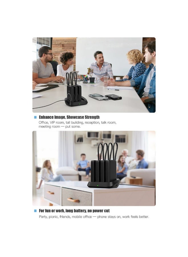 Domars 15W Magnetic Wireless Power Banks Charging Station, 4Pcs 10000mAh Shared Power Bank with Built-in Cables, PD 20W & 22.5W Fast Charging Dock for Restaurant Office,Party Gatherings, Outdoor Camping Etc,for iPhone17/16/15 Series And Android Phones （Black） - Image 5