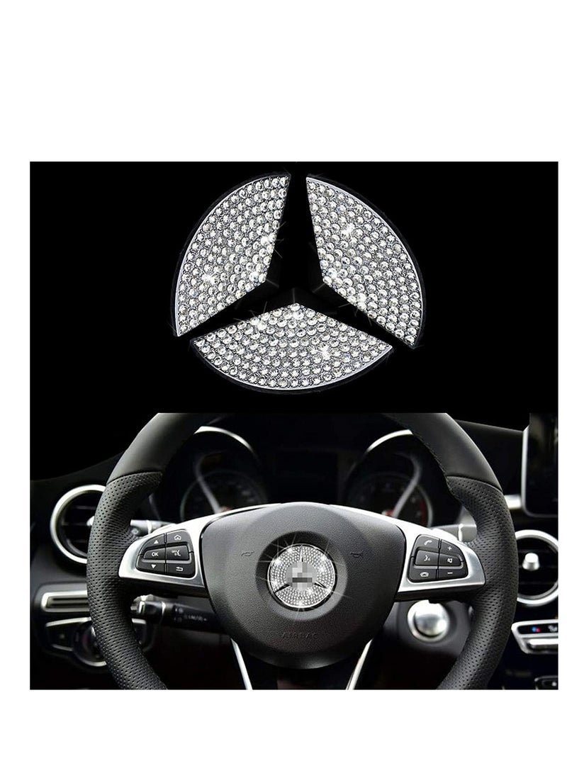 SYOSI Steering Wheel Logo Caps Compatible with for Benz, DIY Diamond Crystal Emblem Accessories Interior Decorations for Women, Fit for Benz C E S CLA GLA GLK Class(49mm) - Image 1