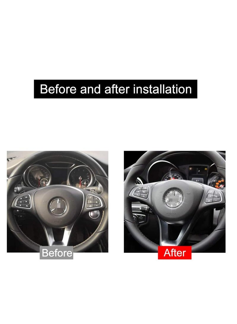 SYOSI Steering Wheel Logo Caps Compatible with for Benz, DIY Diamond Crystal Emblem Accessories Interior Decorations for Women, Fit for Benz C E S CLA GLA GLK Class(49mm) - Image 2