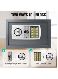 Arabest Safe Box, Electronic Safety Box with Digital Keypad and Emergency Keys,  Home Security Locker for  Valuables, Jewelry, Money and Documents, Black  - Image 4