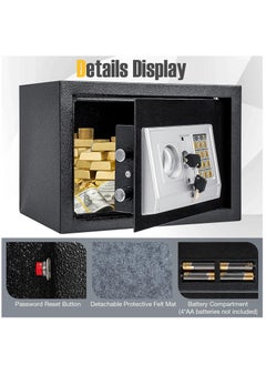 Arabest Safe Box, Electronic Safety Box with Digital Keypad and Emergency Keys,  Home Security Locker for  Valuables, Jewelry, Money and Documents, Black  - Image 5