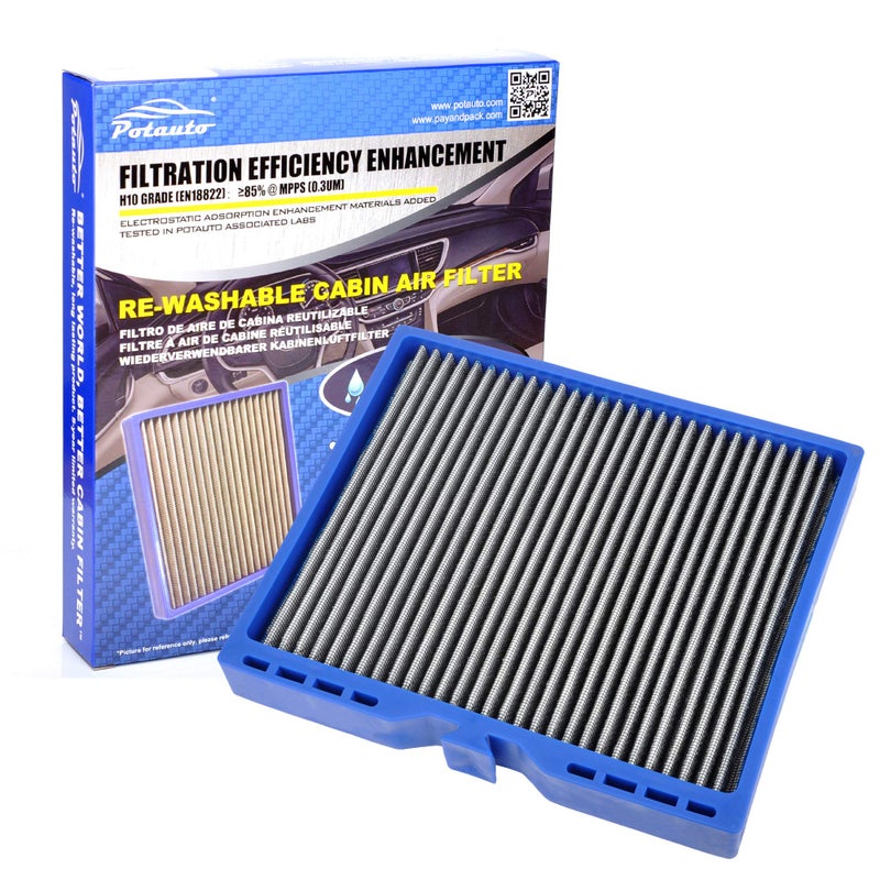 POTAUTO MAP 5007 CF10775 ReWashable Car Cabin Air Filter Replacement for BUICK CASCADA LACROSSE REGAL VERANO CADILLAC ELR SRX CHEVROLET CRUZE MALIBU ORLANDO SONI SPARK TRAX VOLT SAAB 94X 95