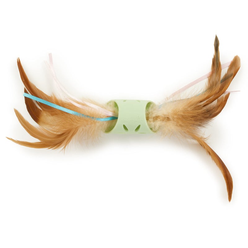 SmartyKat Flutter Roller Feather & Ribbon Chase Cat Toy - Green, One Size - Image 1