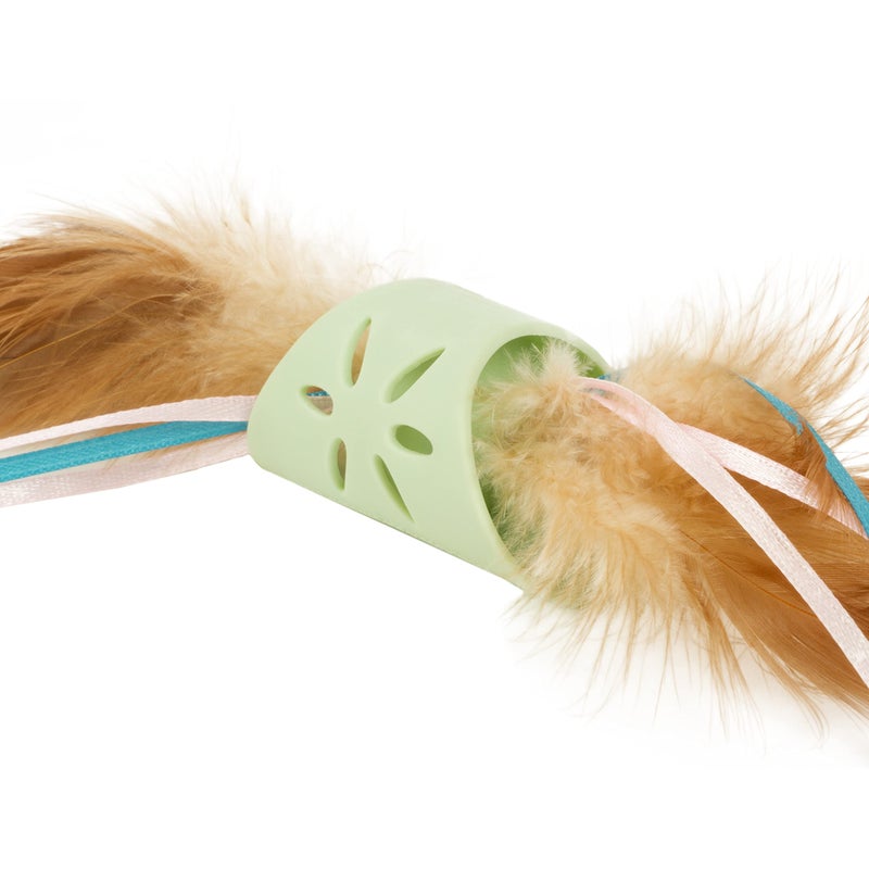 SmartyKat Flutter Roller Feather & Ribbon Chase Cat Toy - Green, One Size - Image 4