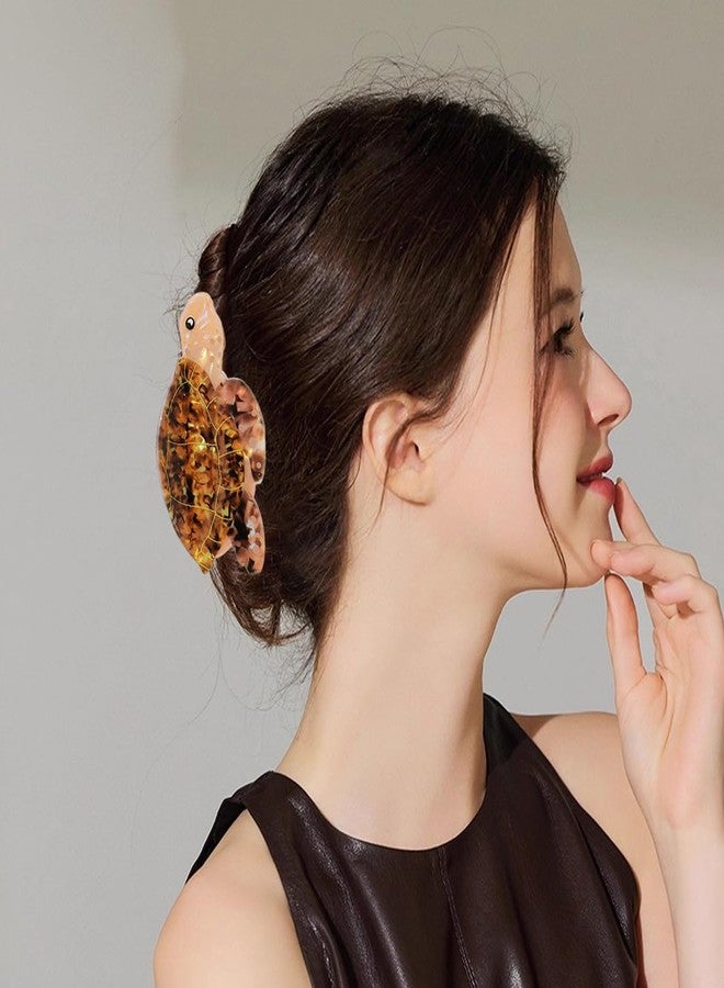 KuuGuu 2 PCS Gold Sea Turtle Hair Clip Novelty Acetate Hair Claw Clip 2 Size Aquatic Animal Cute Barretttes Fashion Non-slip Headdress Elegant Sea Turtle Hair Accessories Decoration for Women Girls - Image 5