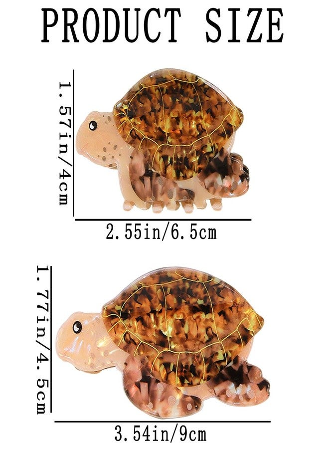 KuuGuu 2 PCS Gold Sea Turtle Hair Clip Novelty Acetate Hair Claw Clip 2 Size Aquatic Animal Cute Barretttes Fashion Non-slip Headdress Elegant Sea Turtle Hair Accessories Decoration for Women Girls - Image 2